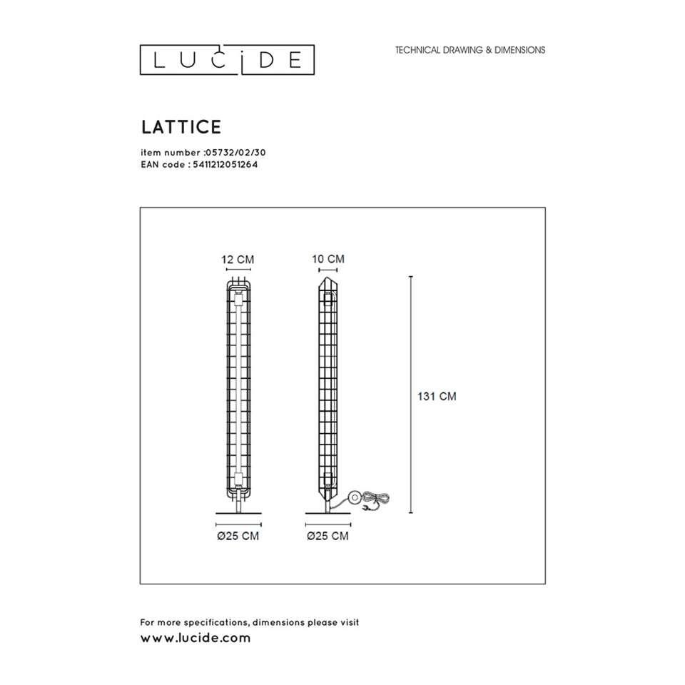 Lucide vloerlamp Lattice - zwart