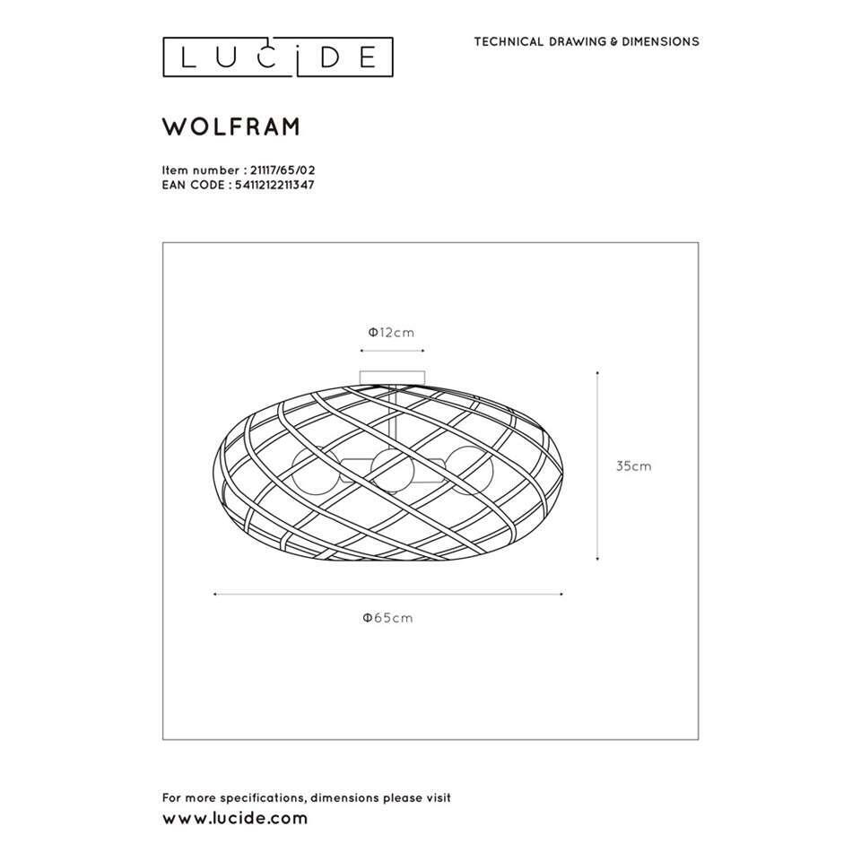 Lucide plafondlamp Wolfram - mat goud/messing