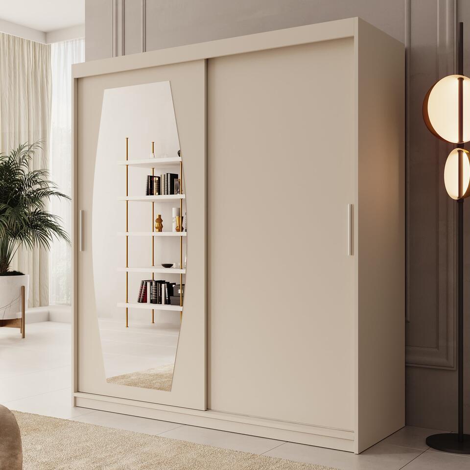 Sportsmedicine 181-190 セット Meubella - Kledingkast Azai - Beige - 180 cm - Met spiegel | Leen