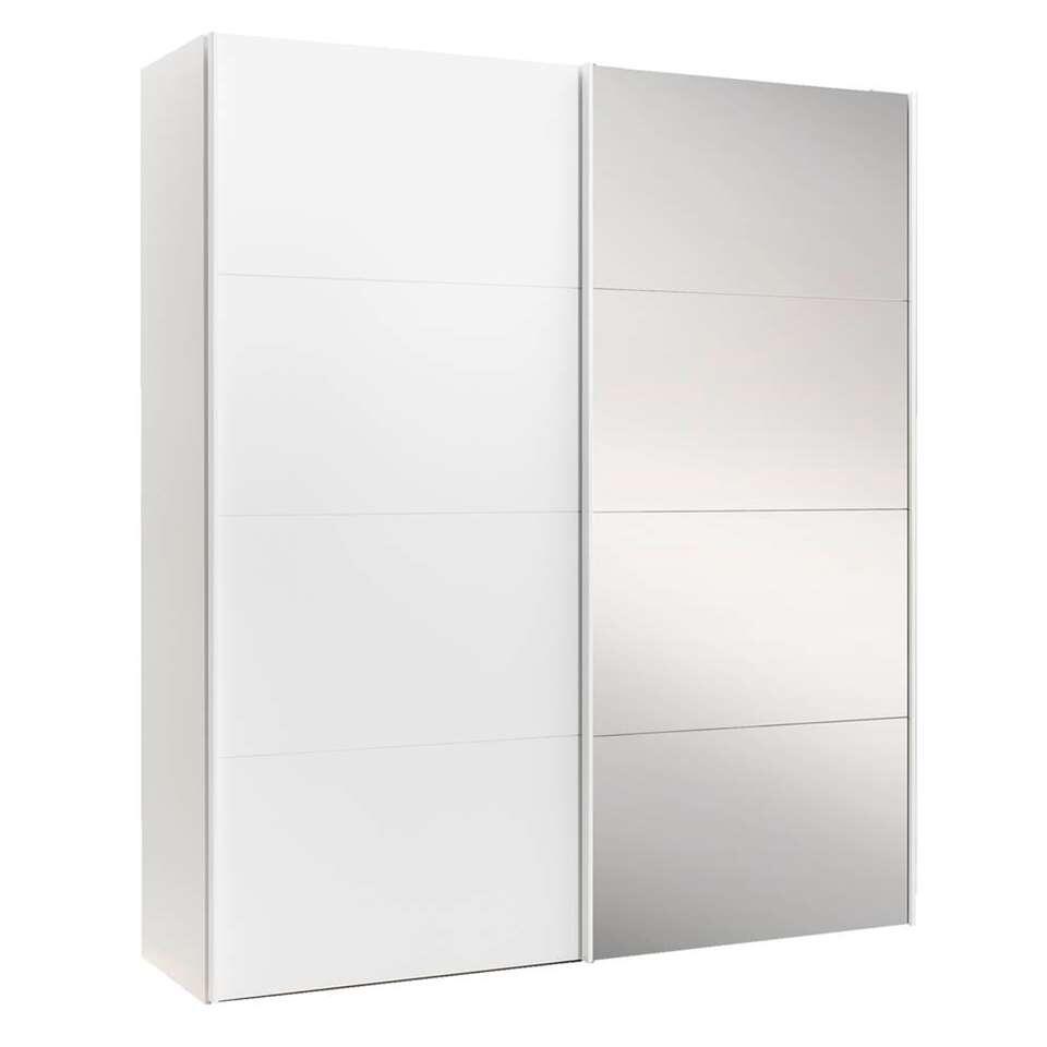 STOCK schuifdeurkast - wit met spiegel - 236x202,5x65 cm