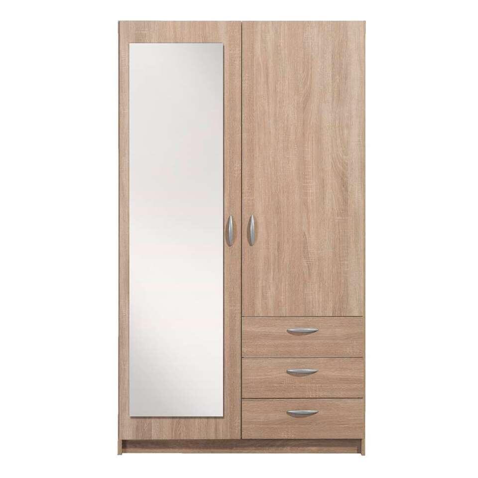 Kledingkast Varia 2-deurs inclusief spiegel - licht eiken - 175x97x50 cm