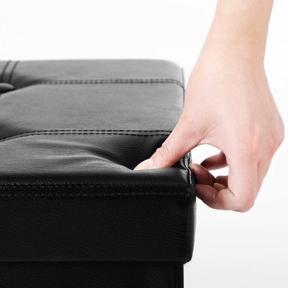 Bonlife Luxe Zitpoef Met Opbergruimte - Opvouwbare Zitkubus In Wit, 80x40x40 Cm, Fluweelzachte Voetenbank & Opbergdoos Tot 250 Kg