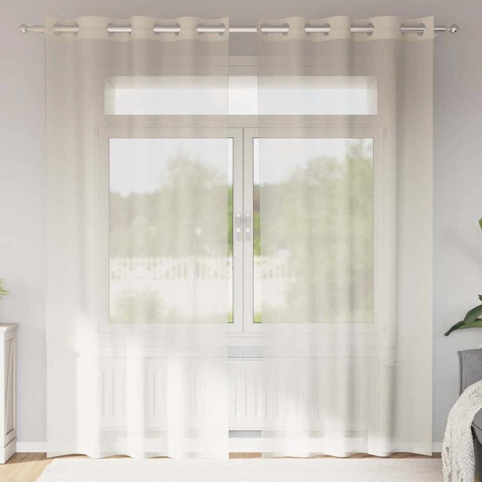MIULEE Voile Gordijnen Set 4 Panelen - Transparant Wit 140x270 Cm Met Ringen