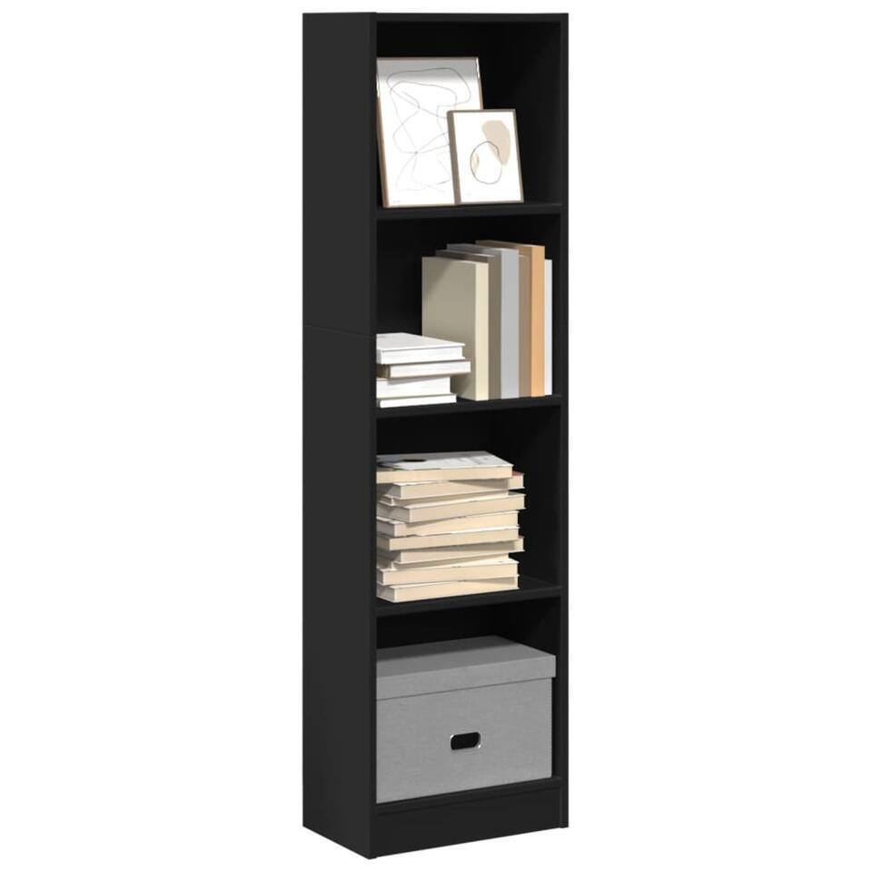 vidaXL Boekenkast 4-laags 76x32x123 cm bewerkt hout zwart, boeken plank, boekenkast industrieel, open boekenkast, schappenkast, boekenkast zwart