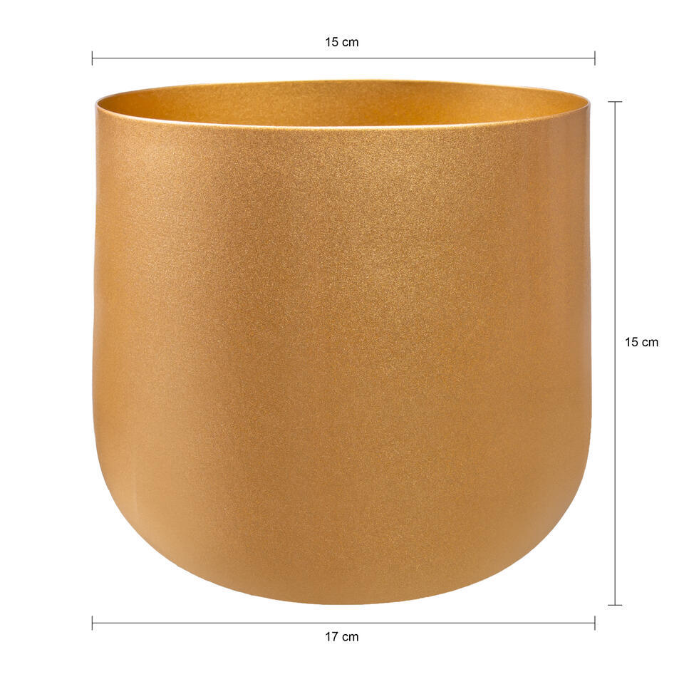 Set Van 2 Luxe Plantenvazen – Glasvezel Met Metallic Goud, 70 & 50 Cm Hoog, Inclusief Inzetstukken – Binnen Gebruik