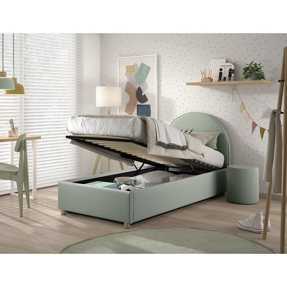 Vipack bed Moon met opbergruimte - mint - 90x200 cm | Leen Bakker